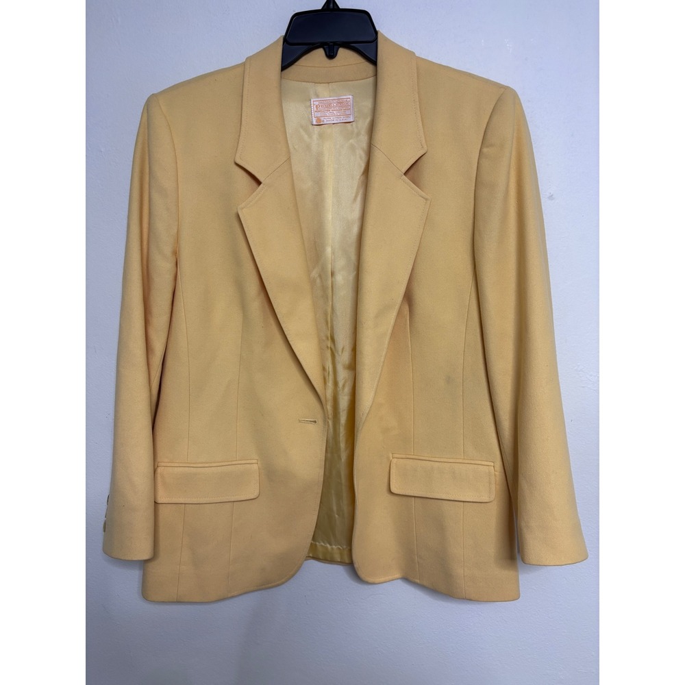Pendleton Vintage Yellow Virgin Wool Blazer Jacket Made in USA Size 12 T356-136